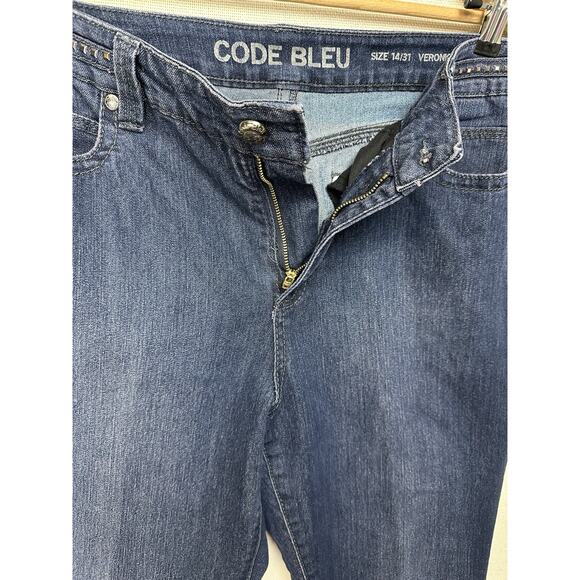 Code Bleu Jeans Womens Size 14 Inseam 30 Veronique Skinny Jeans Bling Preppy - Picture 5 of 16